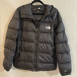 The North Face Down-Filled Puffer Jacket (black, with hood)